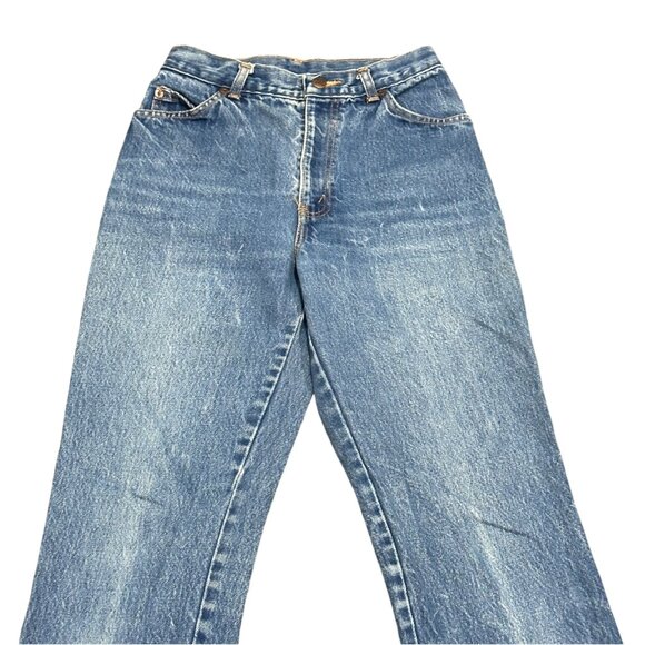 Vintage H.I.S. 10/11 Chic Blue Mom Jeans High Waist Straight Creased Made in USA - Picture 14 of 16